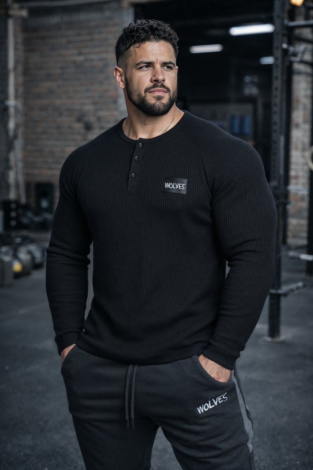 Alternative view of Bodybuilding Henley Tee