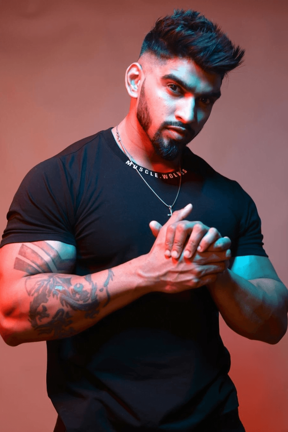 Muscle Wolves Ribbed Collar Tee - Image 3